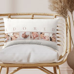 Foto Collage ADORED Pink and White Lendenkissen<br><div class="desc">Das schmackhafte Design eignet sich perfekt für das Kinderzimmer und ist elegant genug für Ihre Zuhause - dieses schlichte Design ist perfekt, um Ihre Lieblings-Baby-Fotos zu präsentieren. Die Fotovorlage ist für Sie Set, 6 Ihrer Lieblingsfotos hinzuzufügen (oder Bilder von jedem, der verehrt wird!). Ihre Fotos werden in quadratischer / instagram-Format...</div>