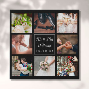 Foto Collage am Hochzeitstag Personalisiert Künstlicher Leinwanddruck