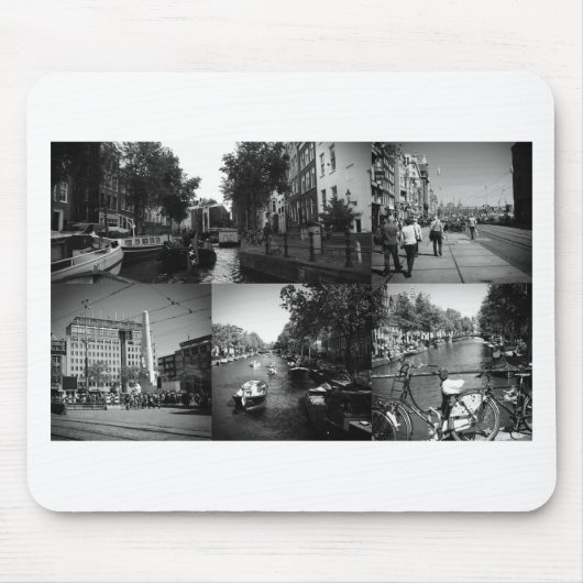 Foto Collage Amsterdam 1 in Schwarzweiß Mousepad (Vorne)