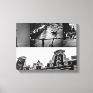 Foto Collage Amsterdam 2 in Schwarzweiß Leinwanddruck