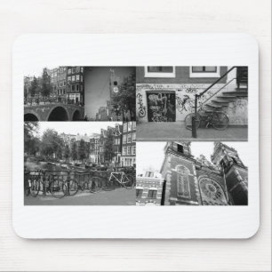Foto Collage Amsterdam 4 in Schwarzweiß Mousepad