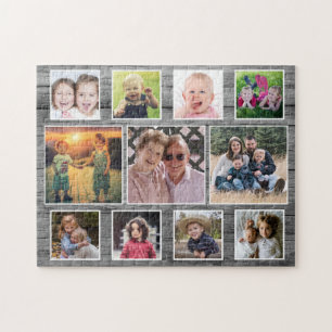 Foto Collage aus Grauholz, Horizontal 11-Familie Puzzle