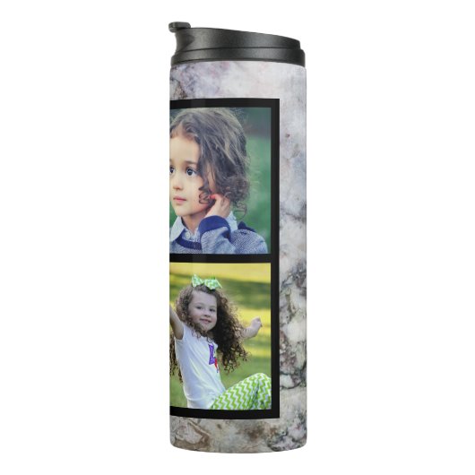 Foto-Collage aus rustikalem grauem Marmor Thermosbecher (Nach rechts gedreht)