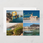 Foto-Collage aus Sizilien mit Küssen Postkarte (Vorne/Hinten)