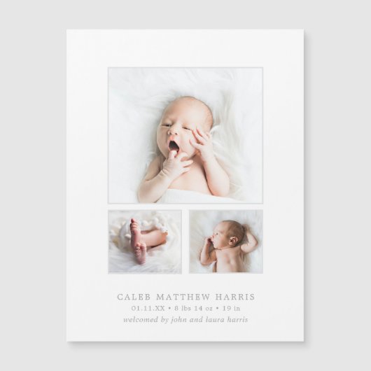 Foto Collage Baby Boy Geburtshinweis Magnet (Vorderseite)