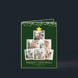 Foto-Collage Baum Grüne Lichterkette Gefaltet Feiertagskarte<br><div class="desc">Foto-Collage Baum Grüne Lichterkette Gefaltet Weihnachtskarte</div>