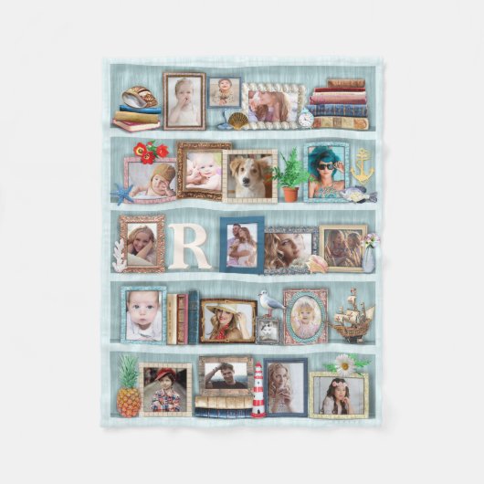 Foto Collage Beach Bookcase für Familien Personali Fleecedecke (Vorderseite)