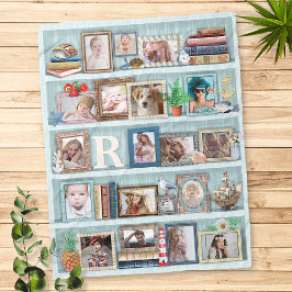 Foto Collage Beach Bookcase für Familien Personali Fleecedecke
