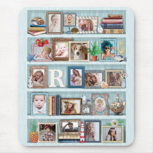 Foto Collage Beach Bookcase für Familien Personali Mousepad (Vorne)