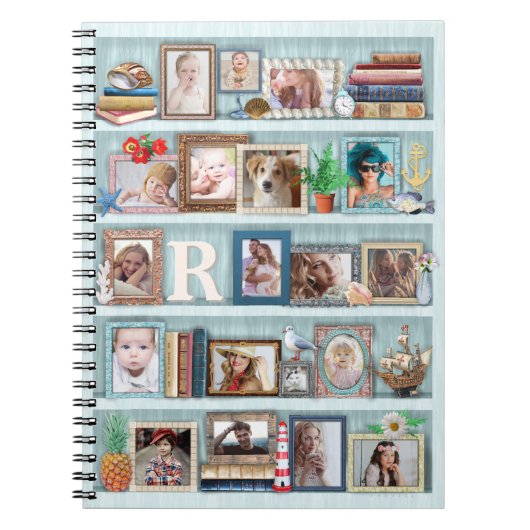 Foto Collage Beach Bookcase für Familien Personali Notizblock (Vorderseite)