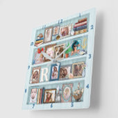 Foto Collage Beach Bookcase für Familien Personali Quadratische Wanduhr (Winkel)