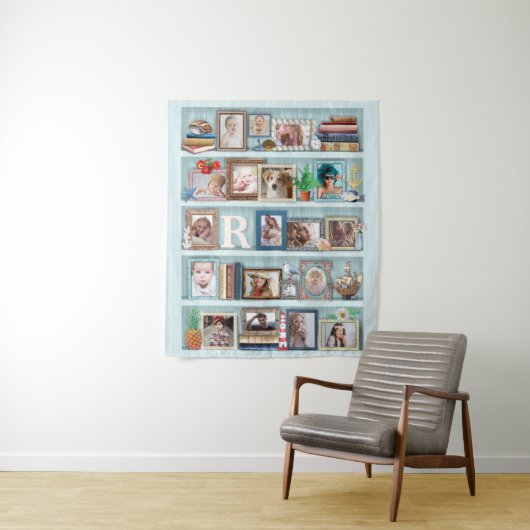 Foto Collage Beach Bookcase für Familien Personali Wandteppich (Beispiel)