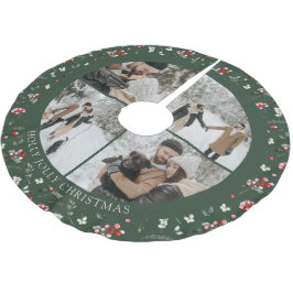 Foto-Collage Beeremuster Grün Polyester Weihnachtsbaumdecke