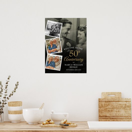 Foto Collage - Begrüßungszeichen zum 50. Jubiläum Poster (Küche)