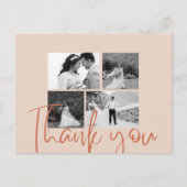 Foto Collage Beige Elegante Hochzeit Vielen Dank Postkarte (Vorderseite)