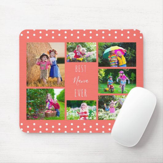 Foto Collage Best Nana Ever Coral Mousepad (Mit Mouse)
