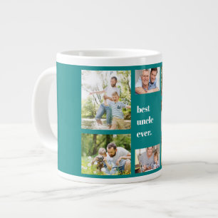 Foto Collage Best Uncle Ever Aquamarin und weiß Jumbo-Tasse