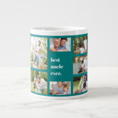 Foto Collage Best Uncle Ever Aquamarin und weiß Jumbo-Tasse (Vorderseite)
