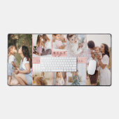 Foto Collage Beste Mama-Familie Rosa Holzkörner Schreibtischunterlage (Tastatur & Maus)