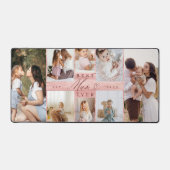 Foto Collage Beste Mama-Familie Rosa Holzkörner Schreibtischunterlage (Vorderseite)