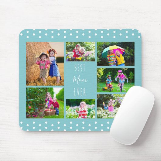 Foto Collage Beste Mama je Sky Blue Mousepad (Mit Mouse)