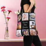 Foto Collage Beste Oma Welt schwarz Tasche<br><div class="desc">Ein Geschenk für Ihre Großmutter feiert ihr Leben mit einer Collage von 8 Fotos. Weißer Text: Das beste Oma der Welt. Nutzen Sie das Foto von ihr,  Kindern,  Enkelkindern,  Ehemann,  Haustieren,  Freunden,  ihrem Traumziel. Ein schicker schwarzer Hintergrund. Perfekt als Muttertagsgeschenk oder zum Geburtstag und zu Weihnachten.</div>