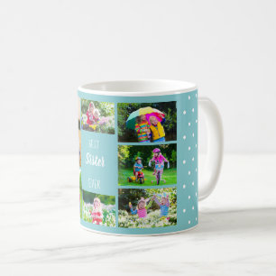 Foto-Collage Beste Schwester überhaupt Himmelblaue Kaffeetasse