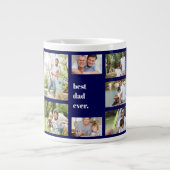 Foto Collage Bester Vater je Navy Blau und Weiß Jumbo-Tasse (Vorderseite)