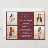 Foto-Collage & Bildunterschriften Dunkelrot & Weiß Ankündigung (Rückseite)