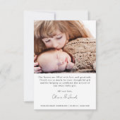 Foto Collage Birth Stats New Baby Dankeskarte (Rückseite)