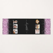 Foto Collage Black Blush Pink Namensskript Yogamatte (Vorderseite (Horizontal))