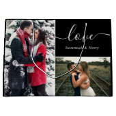 Foto Collage Black Liebe Script Große Geschenktüte (Vorderseite)
