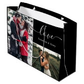 Foto Collage Black Liebe Script Große Geschenktüte (Rückseite Schrägansicht)