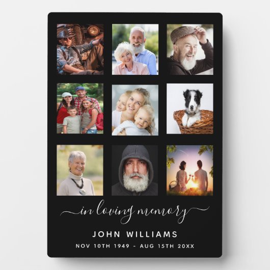 Foto Collage Black Memorial Beerdigung Fotoplatte (Vorderseite)