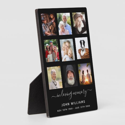 Foto Collage Black Memorial Beerdigung Fotoplatte (Seite)