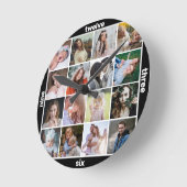Foto Collage Black Mod 16 Instagram Pic Runde Wanduhr (Winkel)