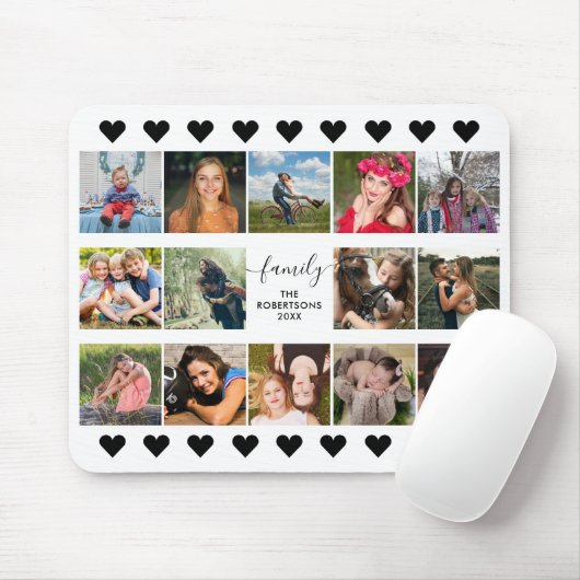 Foto Collage Black Mouse Pad Mousepad (Mit Mouse)