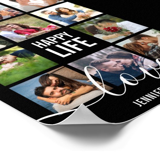 Foto Collage Black Wedding Poster (Ecke)