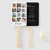 Foto Collage Black Wedding Program Hand Fan Fächer (Vorne und Hinten)