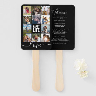 Foto Collage Black Wedding Program Hand Fan Fächer