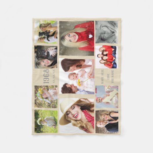 Foto Collage Blanket - JEDER Anlass - TEXT BEARBEI Fleecedecke (Vorderseite)