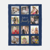 Foto Collage Blanket Navy Blau mit Namen Fleecedecke (Vorderseite)