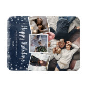 Foto-Collage Blau und Schneeflocken Magnet (Horizontal)