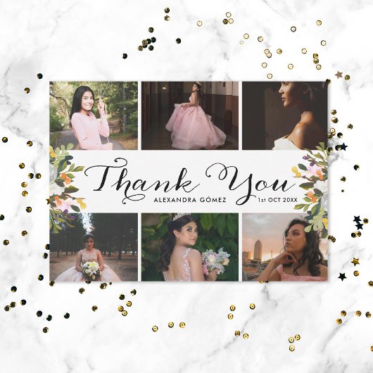 Foto Collage Bloral Quince Dankeskarte