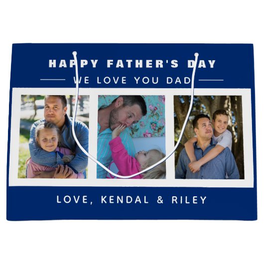 Foto Collage Blue Custom Day Große Geschenktüte (Vorderseite)