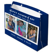 Foto Collage Blue Custom Day Große Geschenktüte (Rückseite Schrägansicht)