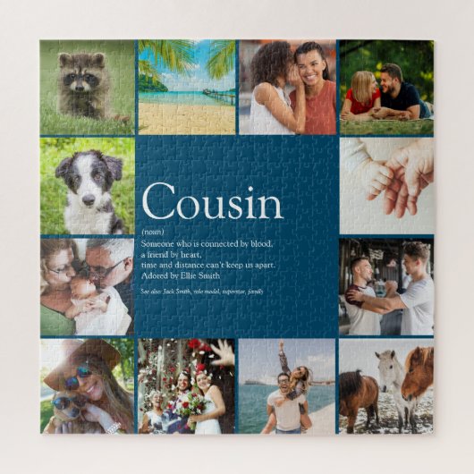 Foto Collage Blue Fun Bester Cousin je Definition Puzzle (Vertikal)