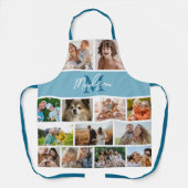 Foto Collage Blue Monogram Schürze (Vorderseite)