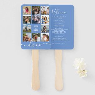 Foto Collage Blue Wedding Programm Fächer
