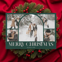 Foto-Collage Bogen Frohe Weihnachten Vintage Grün